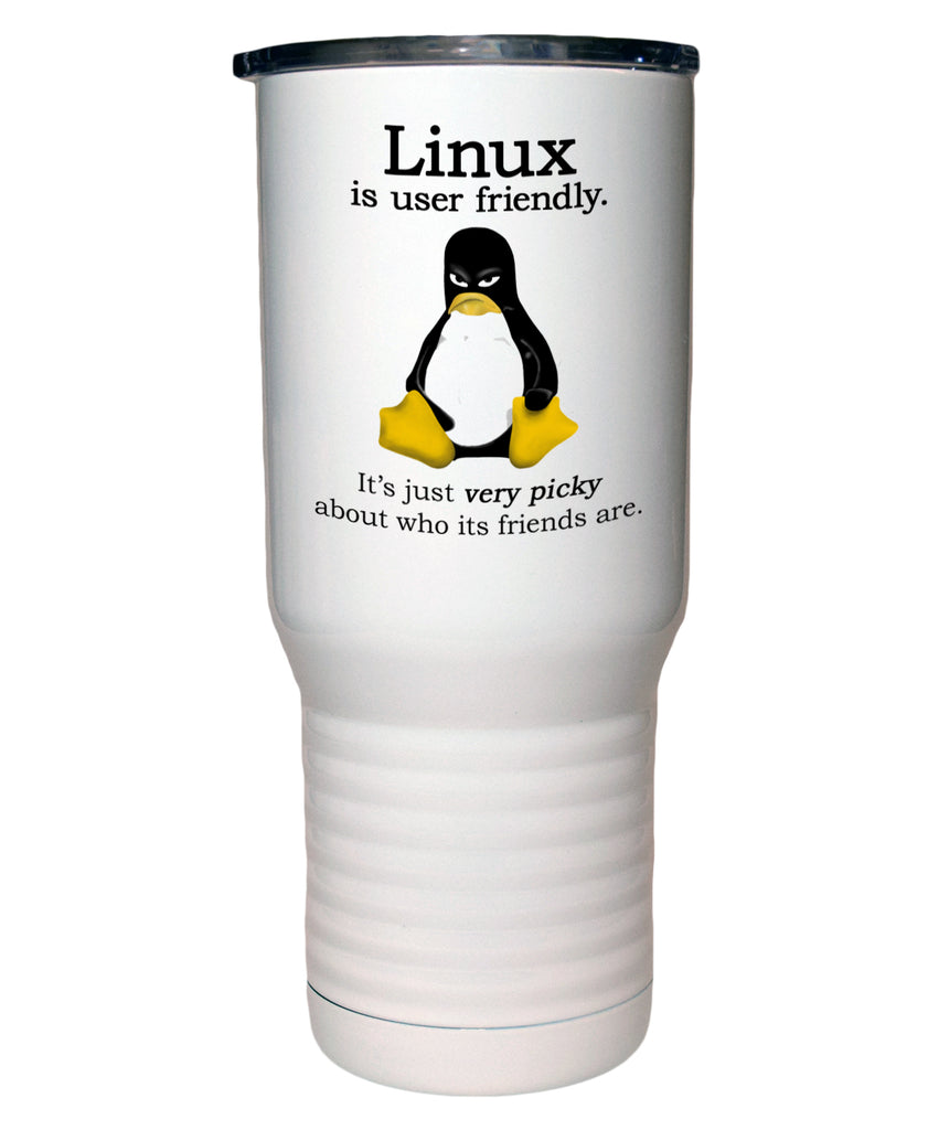 Linux is User Friendly 20 Oz Polar Camel White Travel Mug