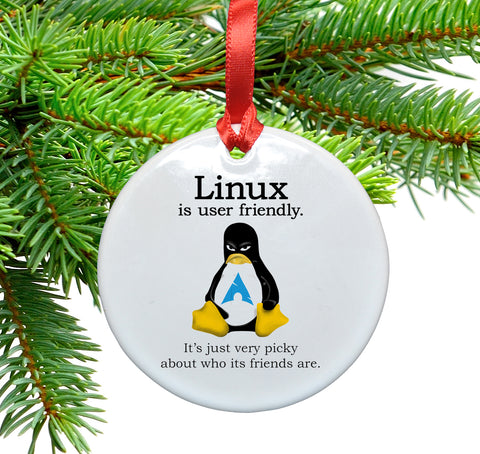 Linux is User Friendly Christmas Ornament