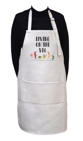 Living on the Veg Funny Adjustable Neck Cooking or Gardening Apron With Large Front Pocket