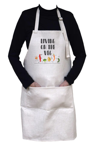 Living on the Veg Funny Adjustable Neck Cooking or Gardening Apron With Large Front Pocket