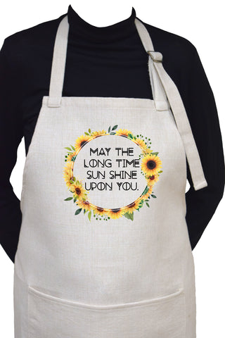 May the Long Time Sun Shine Upon You Adjustable Neck Cooking or Gardening Apron With Large Front Pocket