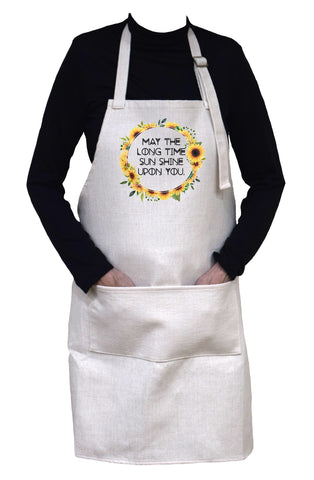 May the Long Time Sun Shine Upon You Adjustable Neck Cooking or Gardening Apron With Large Front Pocket