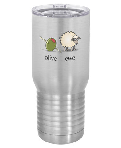 Silver Olive Ewe ( I Love You) Camel  Travel Mug- 20 ounce