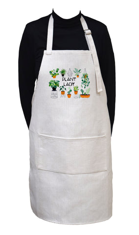 Plant Lady Adjustable Neck Cooking or Gardening Apron With Large Front Pocket