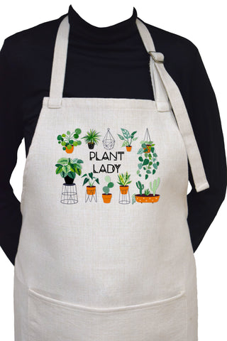 Plant Lady Adjustable Neck Cooking or Gardening Apron With Large Front Pocket