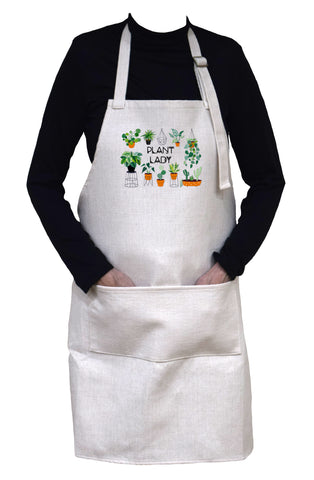 Plant Lady Adjustable Neck Cooking or Gardening Apron With Large Front Pocket