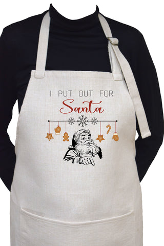 I Put Out For Santa Funny Adjustable Neck Apron With Large Front Pocket