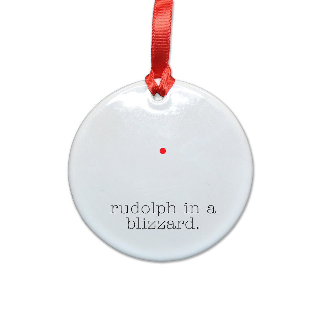 Rudolph in a Blizzard Ceramic Christmas Ornament