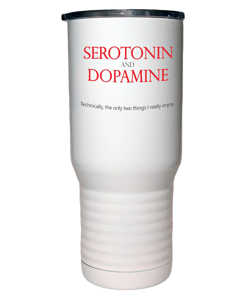 Serotonin and Dopamine  Polar Camel White Travel Mug- 20 ounce