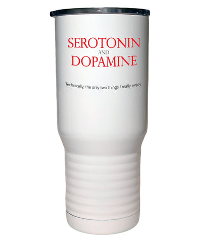 Serotonin and Dopamine  Polar Camel White Travel Mug- 20 ounce