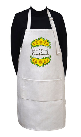 You Are My Sunshine Adjustable Neck Cooking or Gardening Apron With Large Front Pocket