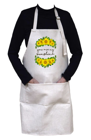 You Are My Sunshine Adjustable Neck Cooking or Gardening Apron With Large Front Pocket