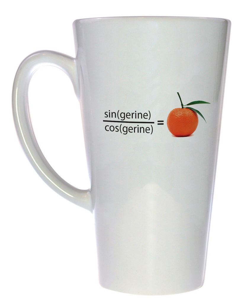 Trigonometry Tangerine Funny Coffee or Tea Mug, Latte Size