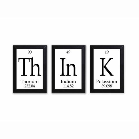 Think Periodic Table Framed 3 Piece Wall Plaque Set