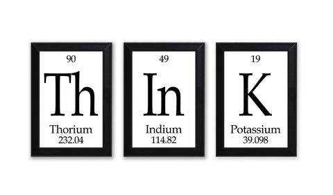 Think Periodic Table Framed 3 Piece Wall Plaque Set