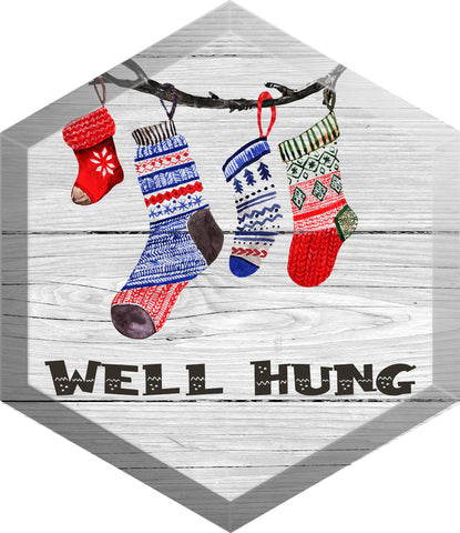 Well Hung. Christmas Stockings Beveled Glass Christmas Ornament