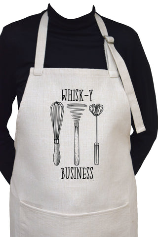 Whisk-y (Risky ) Business Adjustable Neck Apron With Large Front Pocket