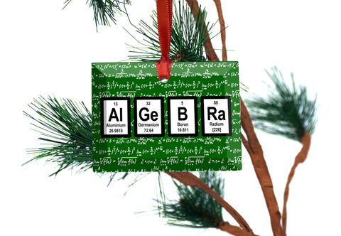 Algebra Math Periodic Table of Elements Glass Christmas Ornament