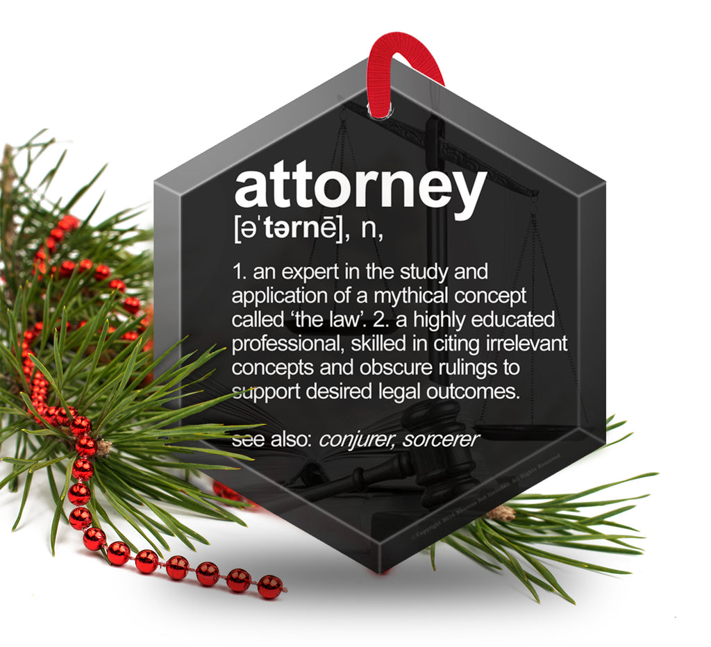 Attorney Definition Funny Glass Christmas Ornament