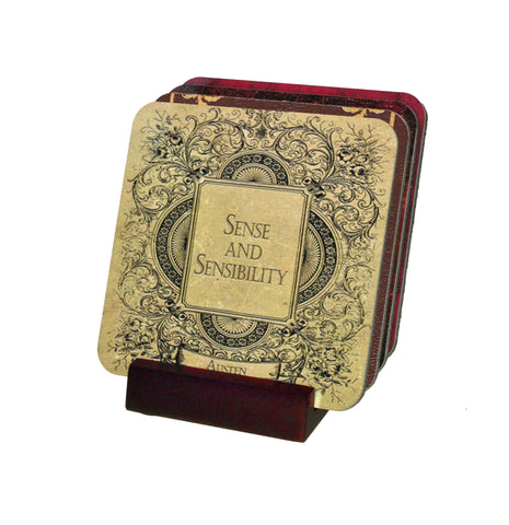 Jane Austen Waterproof Coasters with Display Holder