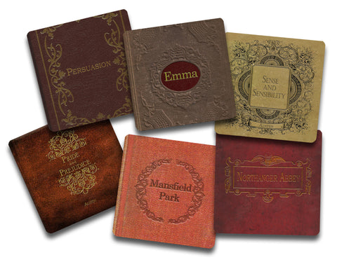 Jane Austen Books Coaster Set - Neoprene 6 Piece Set