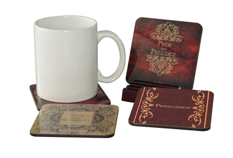 Jane Austen Waterproof Coasters with Display Holder