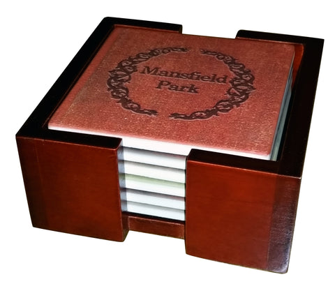 Jane Austen Novels Ceramic Tile Coaster Set - 6 Piece Set - Holder Included