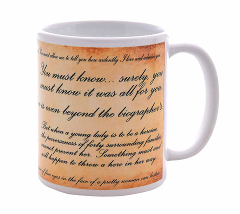 Jane Austen Book Quotes- Wrap Around Coffee or Tea Mug