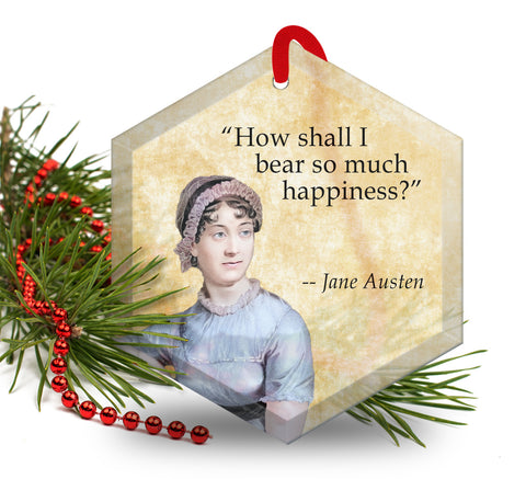 Jane Austen Quote - Famous Literary Authors Glass Christmas Ornament