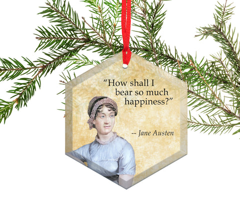 Jane Austen Quote - Famous Literary Authors Glass Christmas Ornament