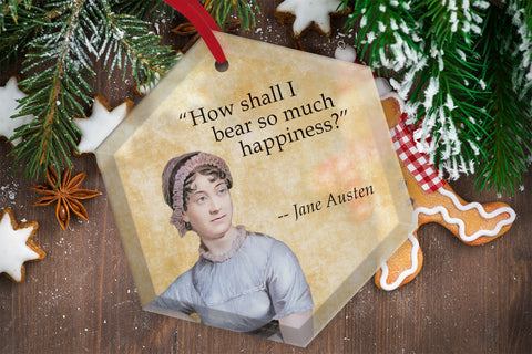 Jane Austen Quote - Famous Literary Authors Glass Christmas Ornament