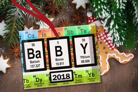 Baby Periodic Table of Elements Glass Christmas Ornament