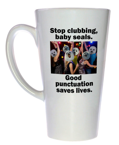 Stop Clubbing Baby Seals Tall Coffee or Tea Mug, Latte Size