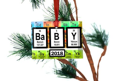 Baby Periodic Table of Elements Glass Christmas Ornament