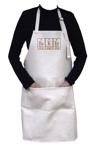 Baker Apron Spelled Using Periodic Table of Elements Symbols - Adjustable Neck Apron With Large Front Pocket