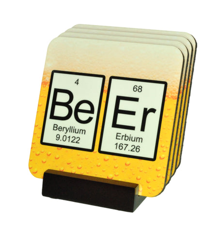 Beer Periodic Table Coasters with Display Holder