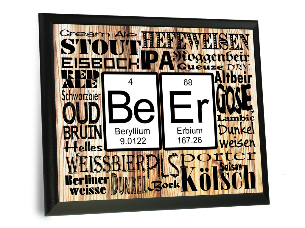 Beer Chemistry and Varieties Typography Wall Plaque