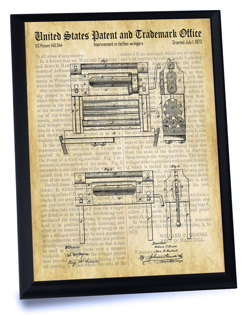 Clothes Wringer Patent- Historic Laundry Room Patents Series