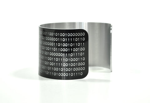 Black Binary Computer Coding Image Aluminium Geekery Cuff Jewelry