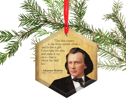 Johannes Brahms - Famous Musical Composers Glass Christmas Ornament