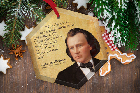 Johannes Brahms - Famous Musical Composers Glass Christmas Ornament