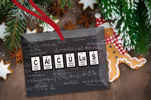 Calculus Periodic Table of Elements Glass Christmas Ornament