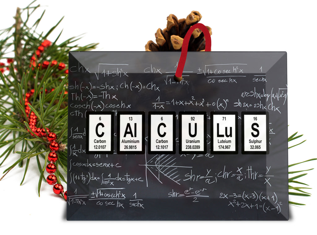 Calculus Periodic Table of Elements Glass Christmas Ornament