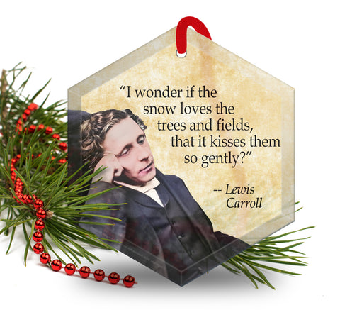 Lewis Carroll Quote - Famous Literary Authors Glass Christmas Ornament