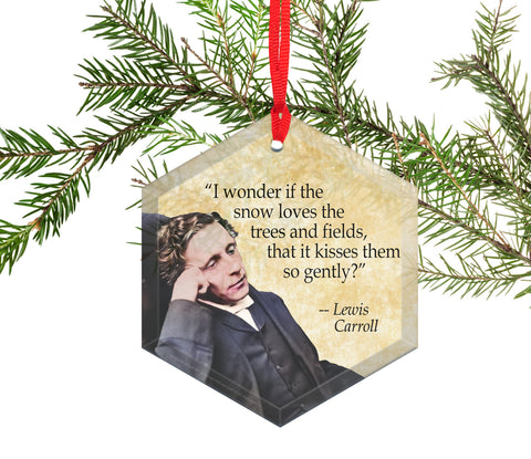 Lewis Carroll Quote - Famous Literary Authors Glass Christmas Ornament