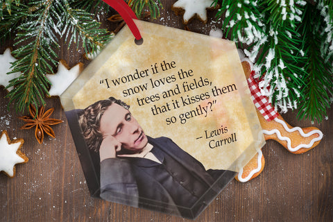 Lewis Carroll Quote - Famous Literary Authors Glass Christmas Ornament