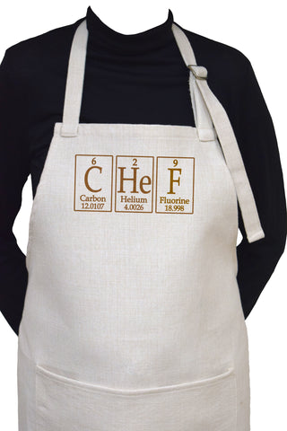 Chef Apron Spelled Using Periodic Table of Elements Symbols - Adjustable Neck Apron With Large Front Pocket