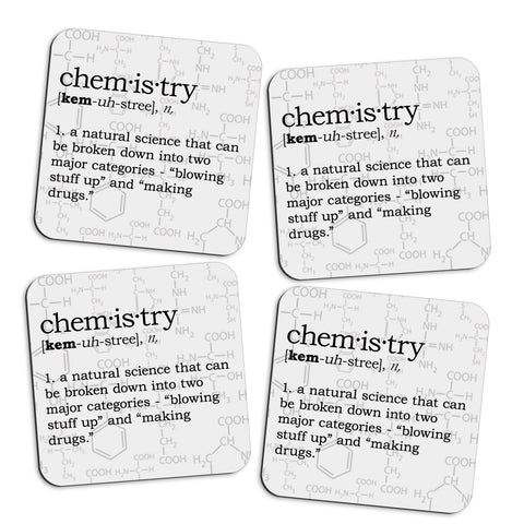 Chemistry Definition Coasters with Display Holder