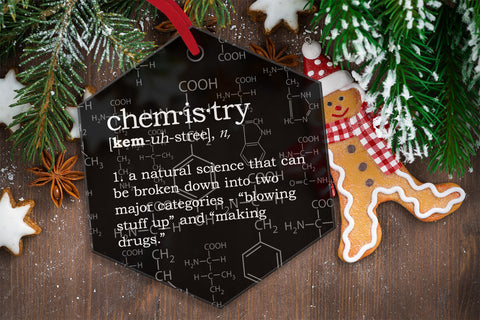 Chemistry Definition Funny Glass Christmas Ornament