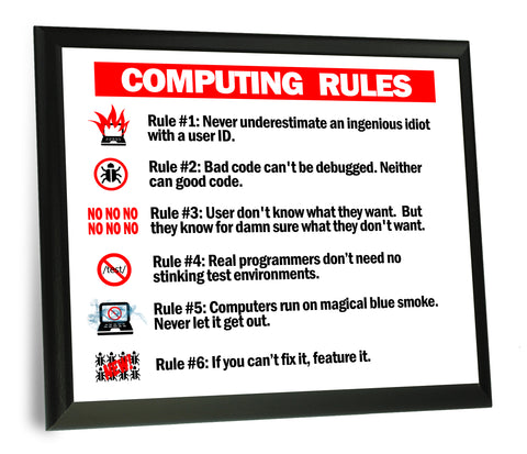 Computing Rules Typography  Wood Wall Plaque